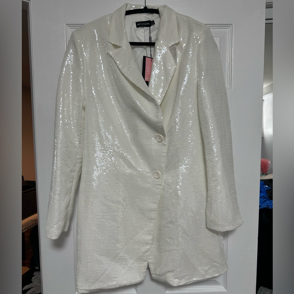 Sequin White Blazer Dress
